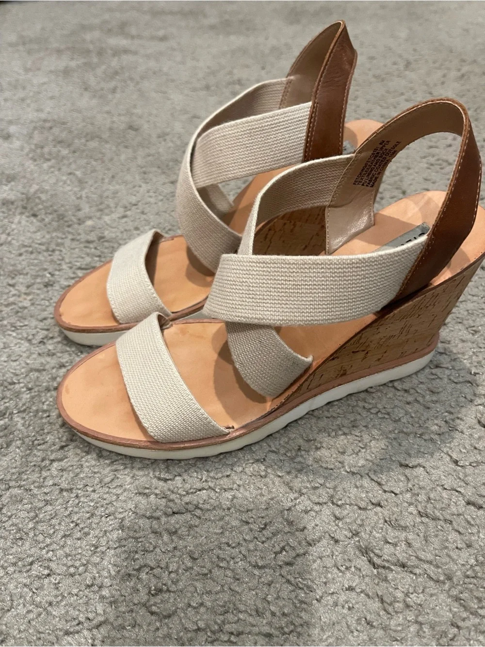 Steve Madden Neutral Canvas and Cork Platform Wedges
